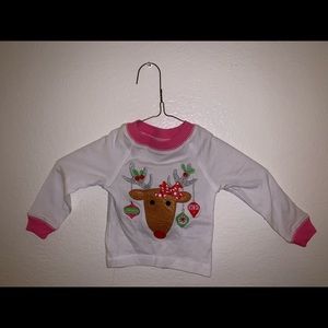 MudPie Baby 0-6mnths Girls Reindeer Pajama Set